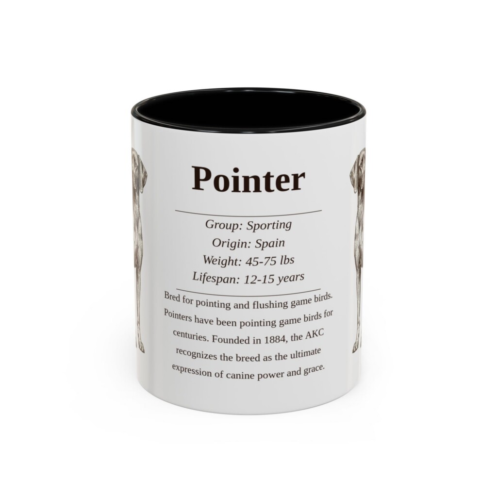 11oz Pointer Mug, Illustrated Dog Breed Facts Coffee Mug, Vintage Dog Keepsake Gift