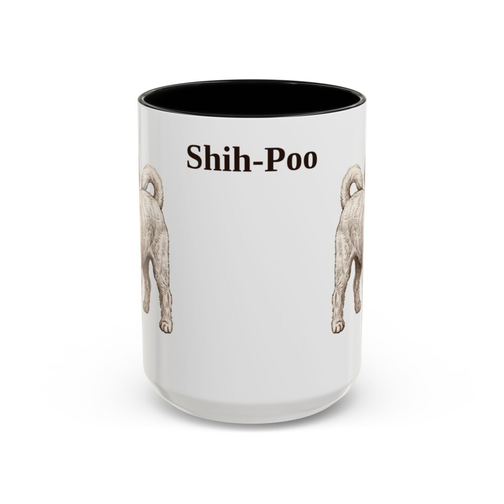 15oz Shih-Poo Mug, Vintage Dog Portrait Coffee Mug, Dog Lover Gift