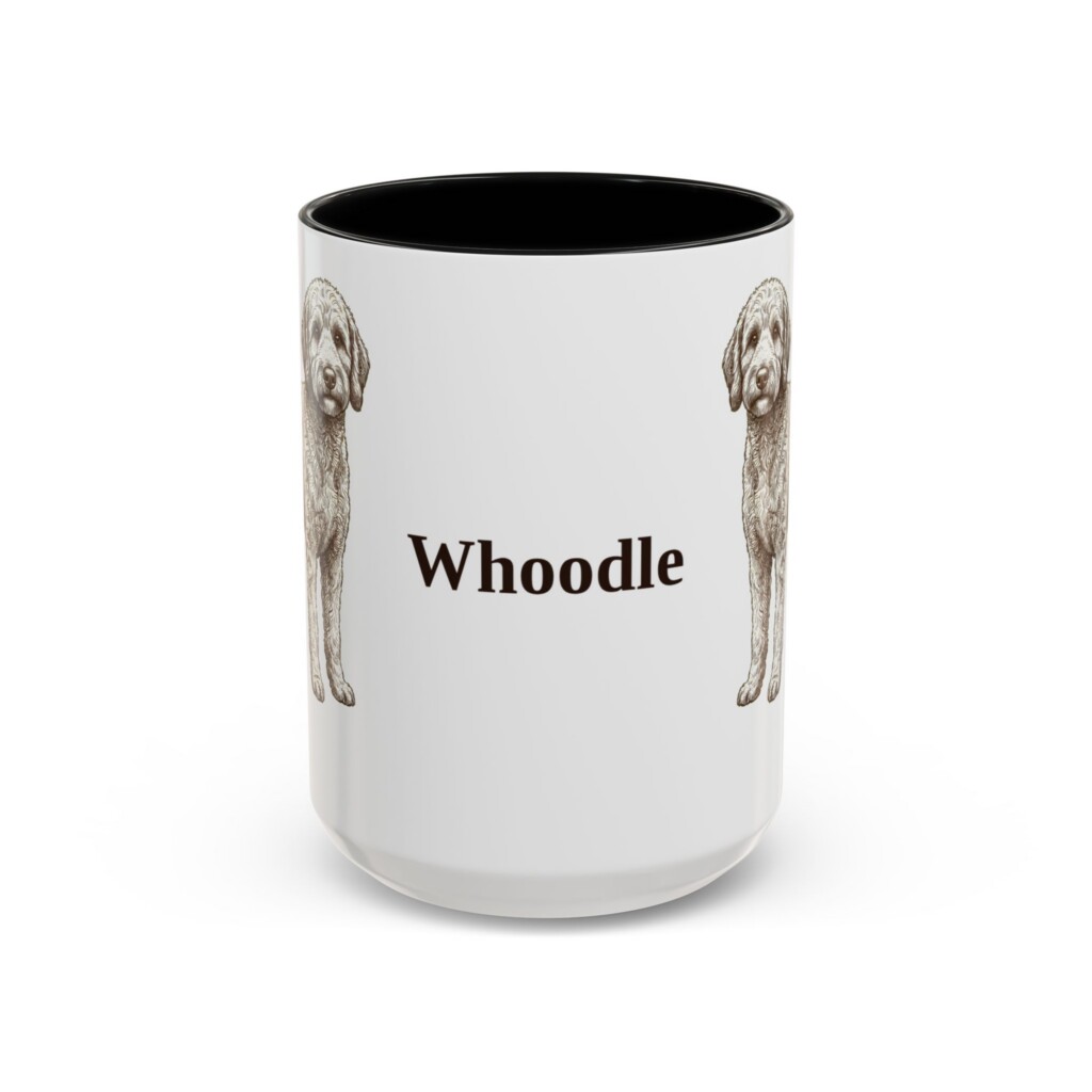 15oz Whoodle Mug, Vintage Dog Portrait Coffee Mug, Dog Lover Gift