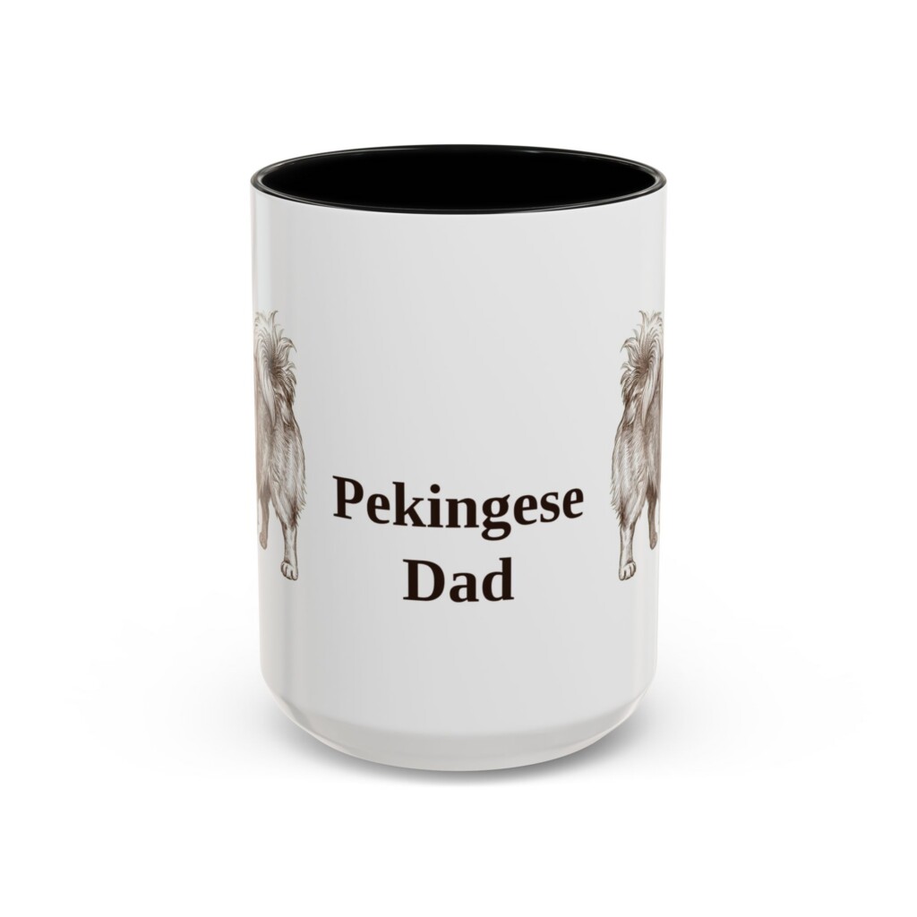 15oz Pekingese Dog Dad Mug, Vintage Sketch Coffee Mug, Dog Dad Gift