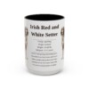 15oz Irish Red and White Setter Mug, Illustrated Dog Breed Facts Coffee Mug, Vintage Dog Keepsake Gift