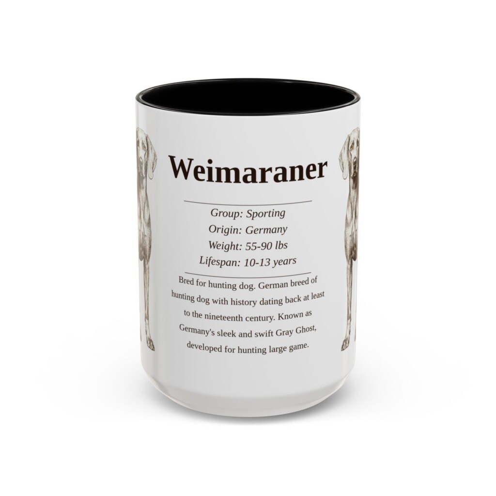 5659024624884104515_2048.jpeg 15oz Weimaraner Mug, Illustrated Dog Breed Facts Coffee Mug, Vintage Dog Keepsake Gift