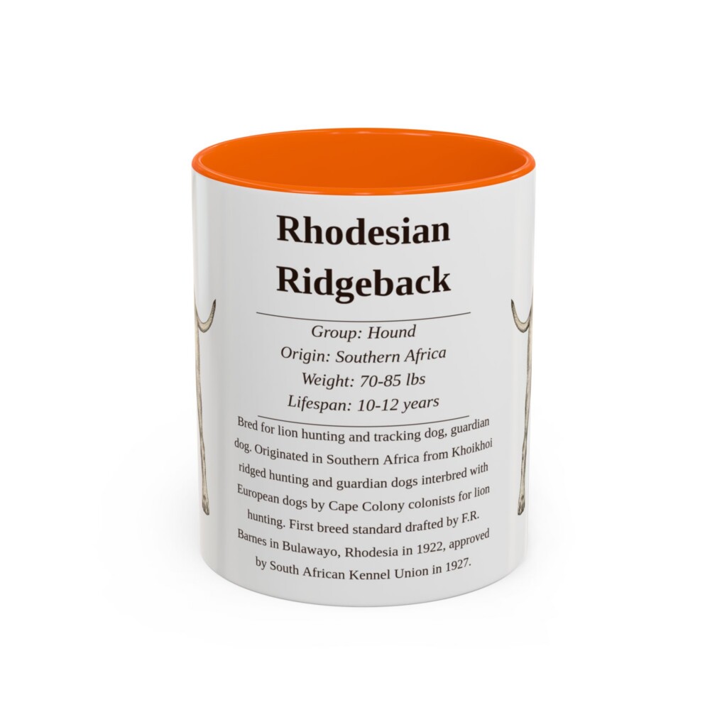 11oz Rhodesian Ridgeback Mug, Pink, front view