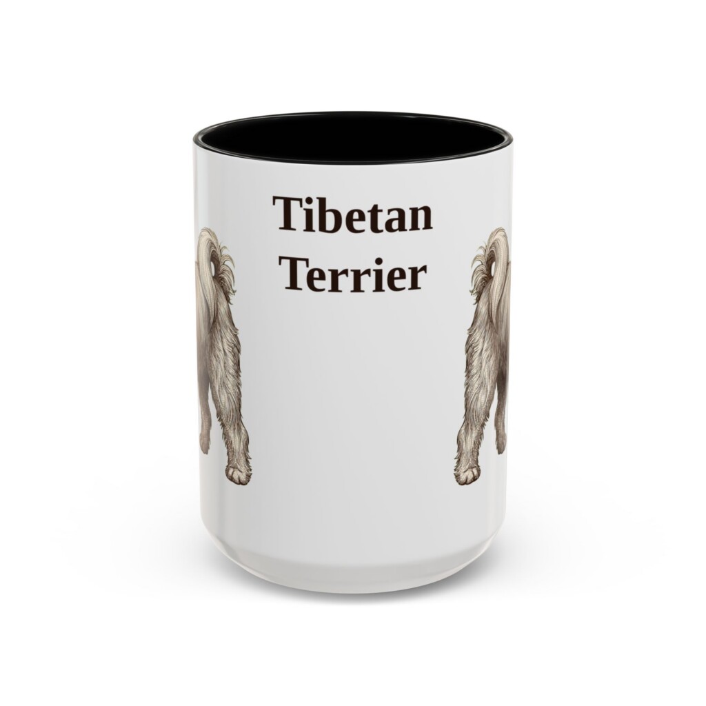 15oz Tibetan Terrier Mug, Vintage Dog Portrait Coffee Mug, Dog Lover Gift