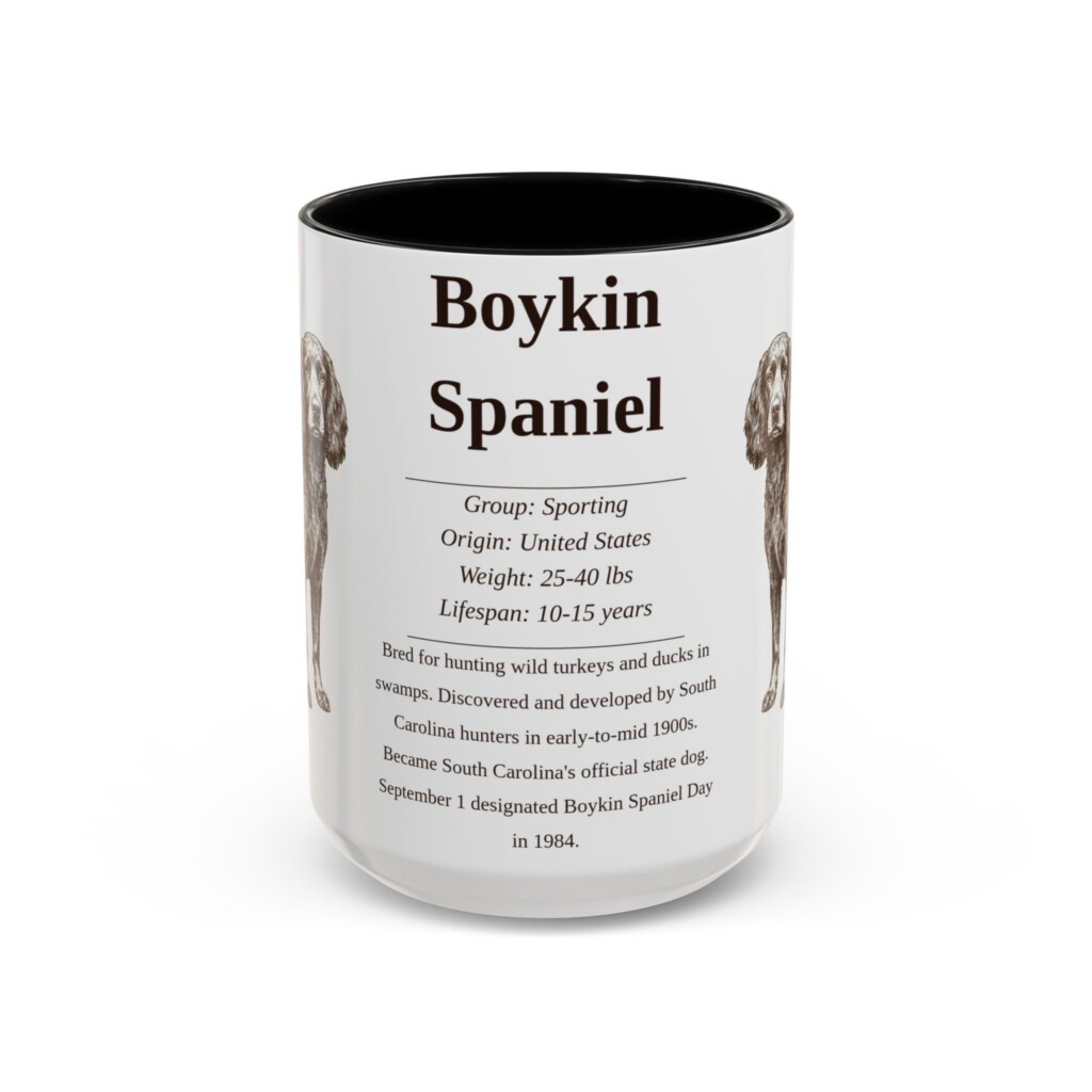 15oz Boykin Spaniel Mug, Black, front view