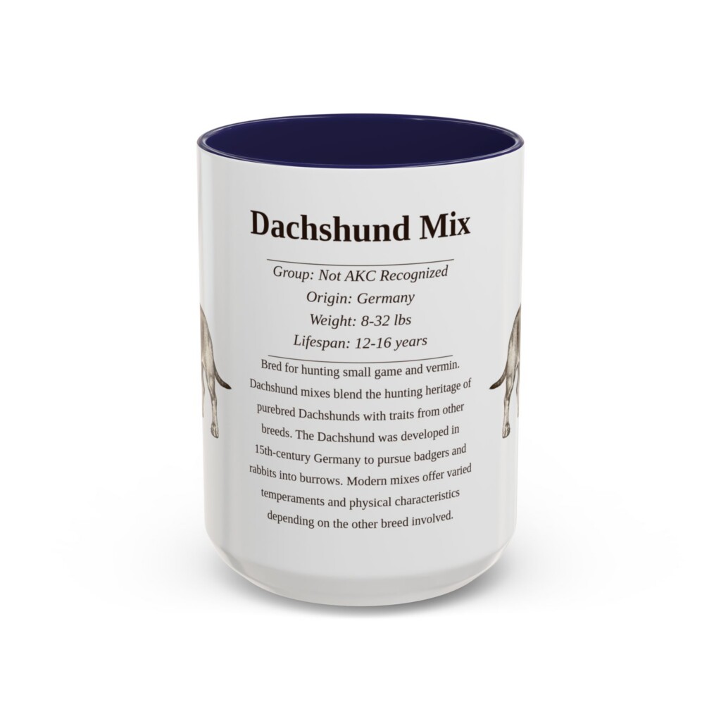 15oz Dachshund Mix Mug, Orange, front view