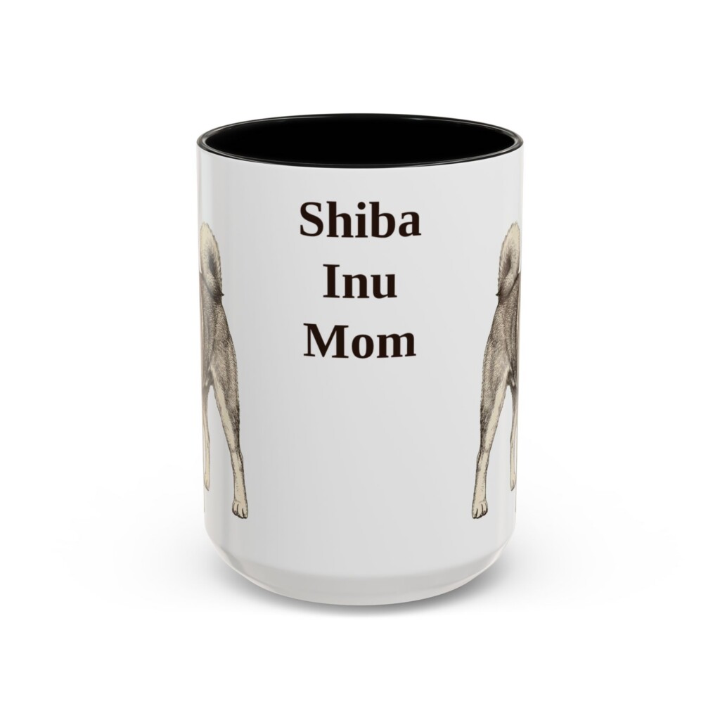 15oz Shiba Inu Dog Mom Mug, Vintage Sketch Coffee Mug, Dog Mom Gift