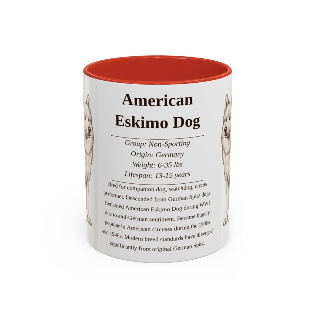 11oz American Eskimo Dog Mug, Navy, front view