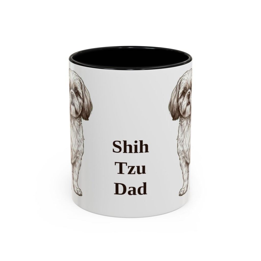 11oz Shih Tzu Dog Dad Mug, Vintage Sketch Coffee Mug, Dog Dad Gift
