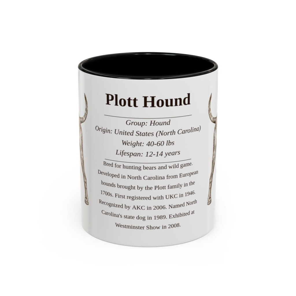 11oz Plott Hound Mug, Illustrated Dog Breed Facts Coffee Mug, Vintage Dog Keepsake Gift
