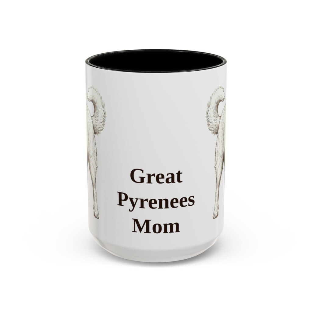 15oz Great Pyrenees Dog Mom Mug, Vintage Sketch Coffee Mug, Dog Mom Gift