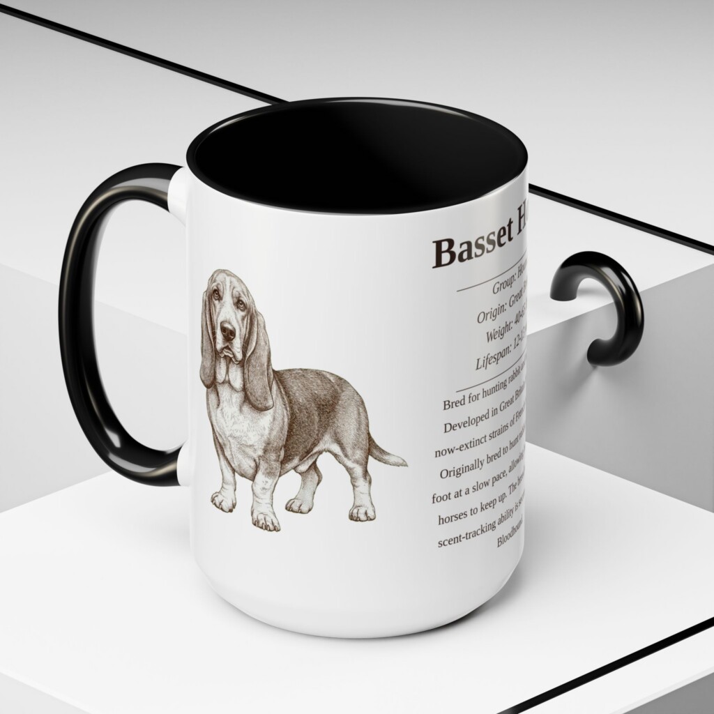 6228956069608417375_2048.jpeg 15oz Basset Hound Mug, Black, lifestyle photo
