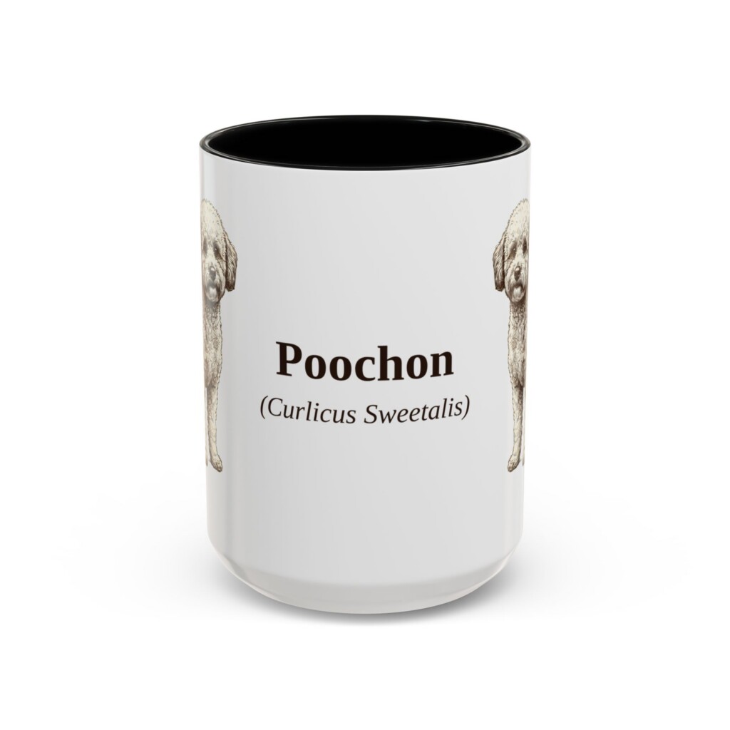 15oz Poochon Latin Mug, Vintage Dog Coffee Mug, Dog Lover Gift