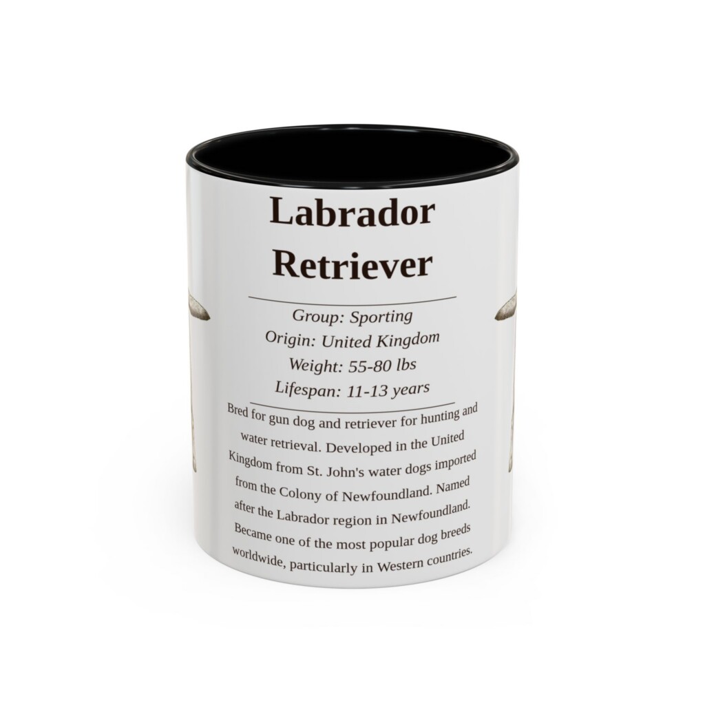 11oz Labrador Retriever Mug, Illustrated Dog Breed Facts Coffee Mug, Vintage Dog Keepsake Gift