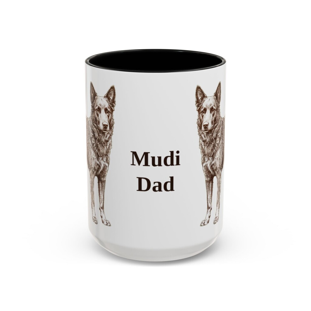 15oz Mudi Dog Dad Mug, Vintage Sketch Coffee Mug, Dog Dad Gift