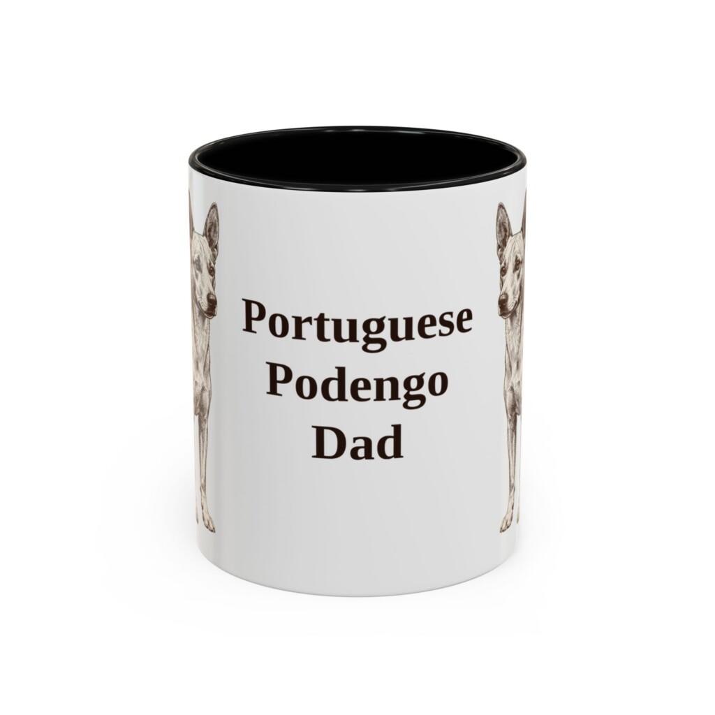 11oz Portuguese Podengo Dog Dad Mug, Vintage Sketch Coffee Mug, Dog Dad Gift