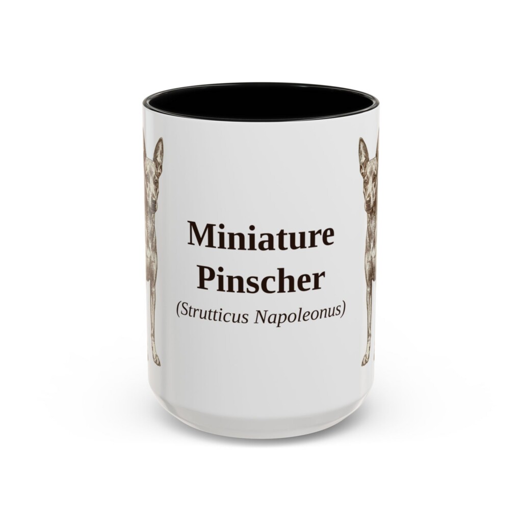 15oz Miniature Pinscher Latin Mug, Vintage Dog Coffee Mug, Dog Lover Gift