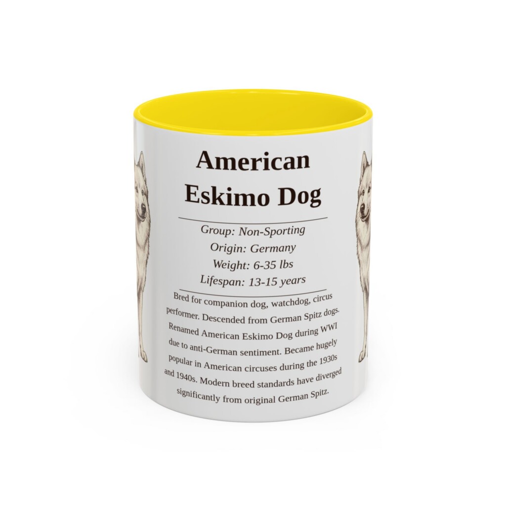 11oz American Eskimo Dog Mug, Red, front view