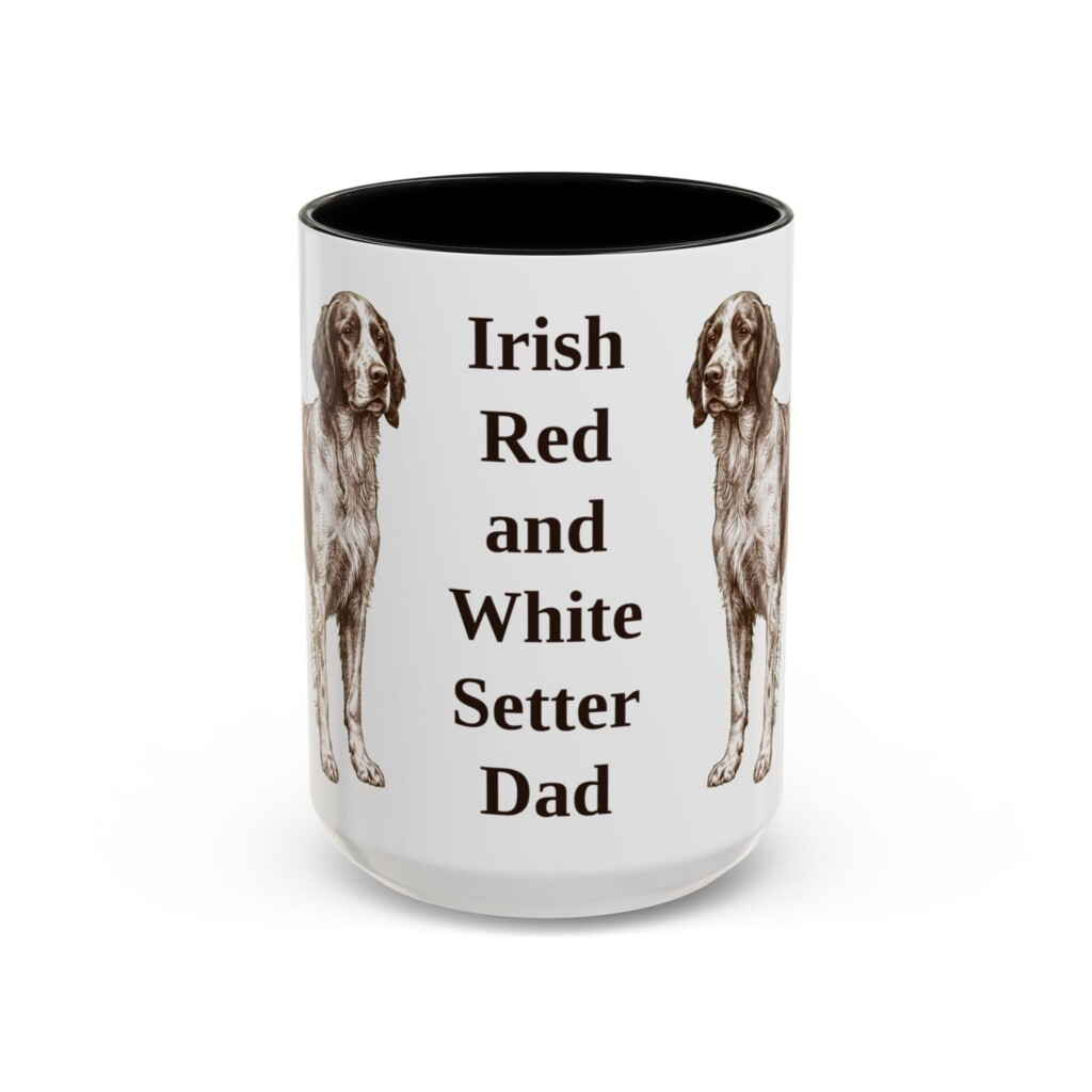 15oz Irish Red and White Setter Dog Dad Mug, Vintage Sketch Coffee Mug, Dog Dad Gift