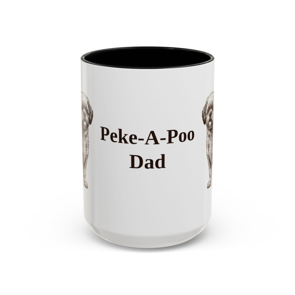 15oz Peke-A-Poo Dog Dad Mug, Vintage Sketch Coffee Mug, Dog Dad Gift