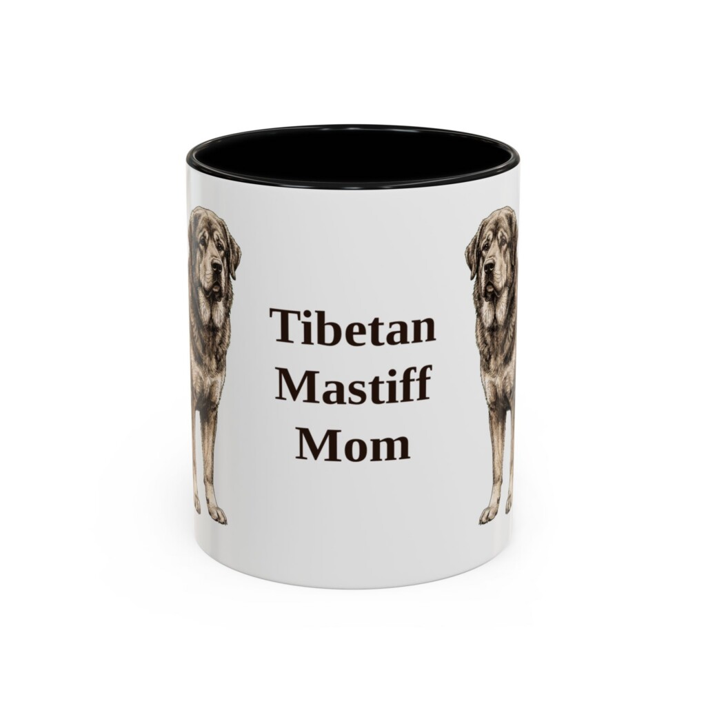 11oz Tibetan Mastiff Dog Mom Mug, Vintage Sketch Coffee Mug, Dog Mom Gift