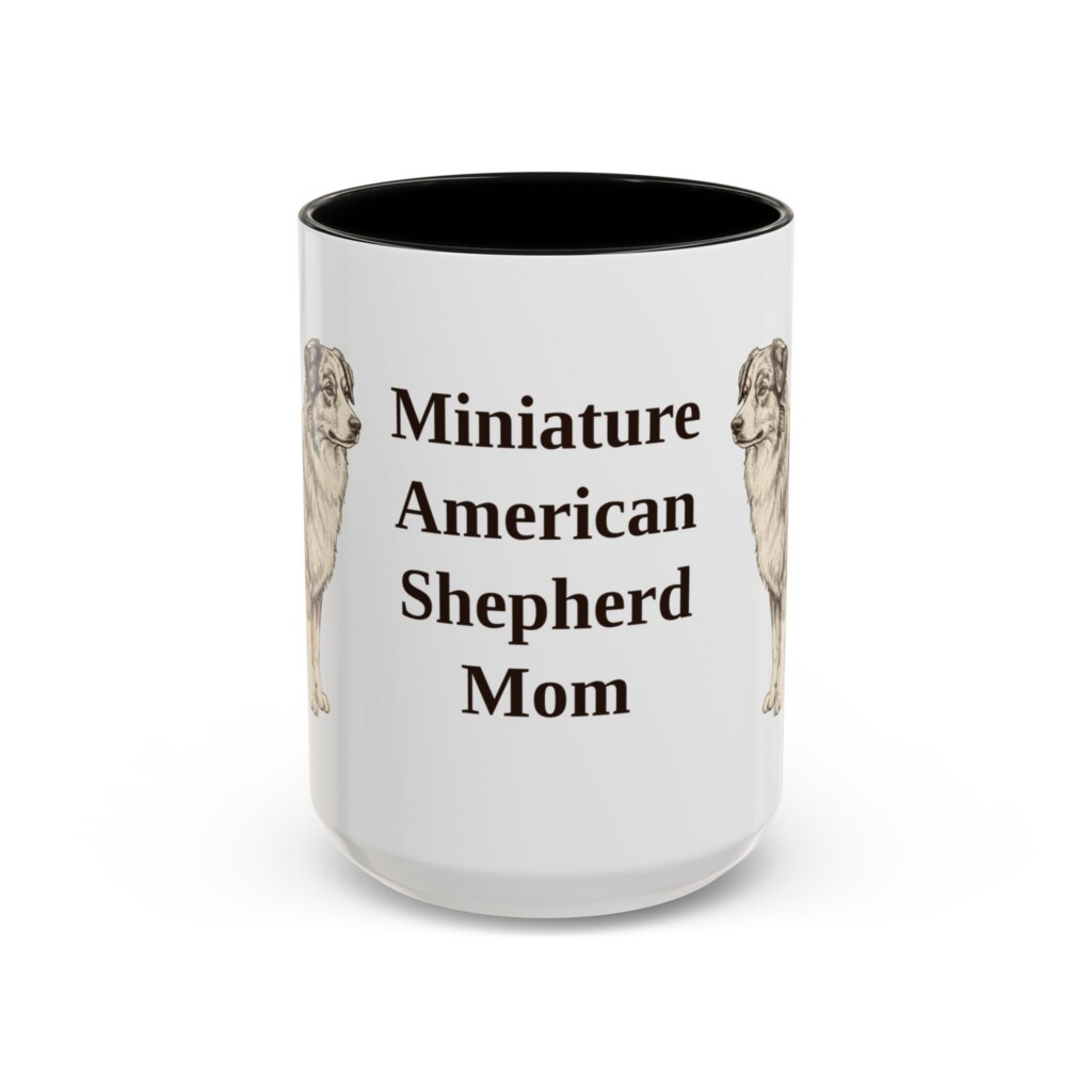 15oz Miniature American Shepherd Dog Mom Mug, Vintage Sketch Coffee Mug, Dog Mom Gift