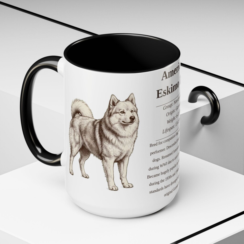 7101136950426731672_2048.jpeg 15oz American Eskimo Dog Mug, Black, lifestyle photo