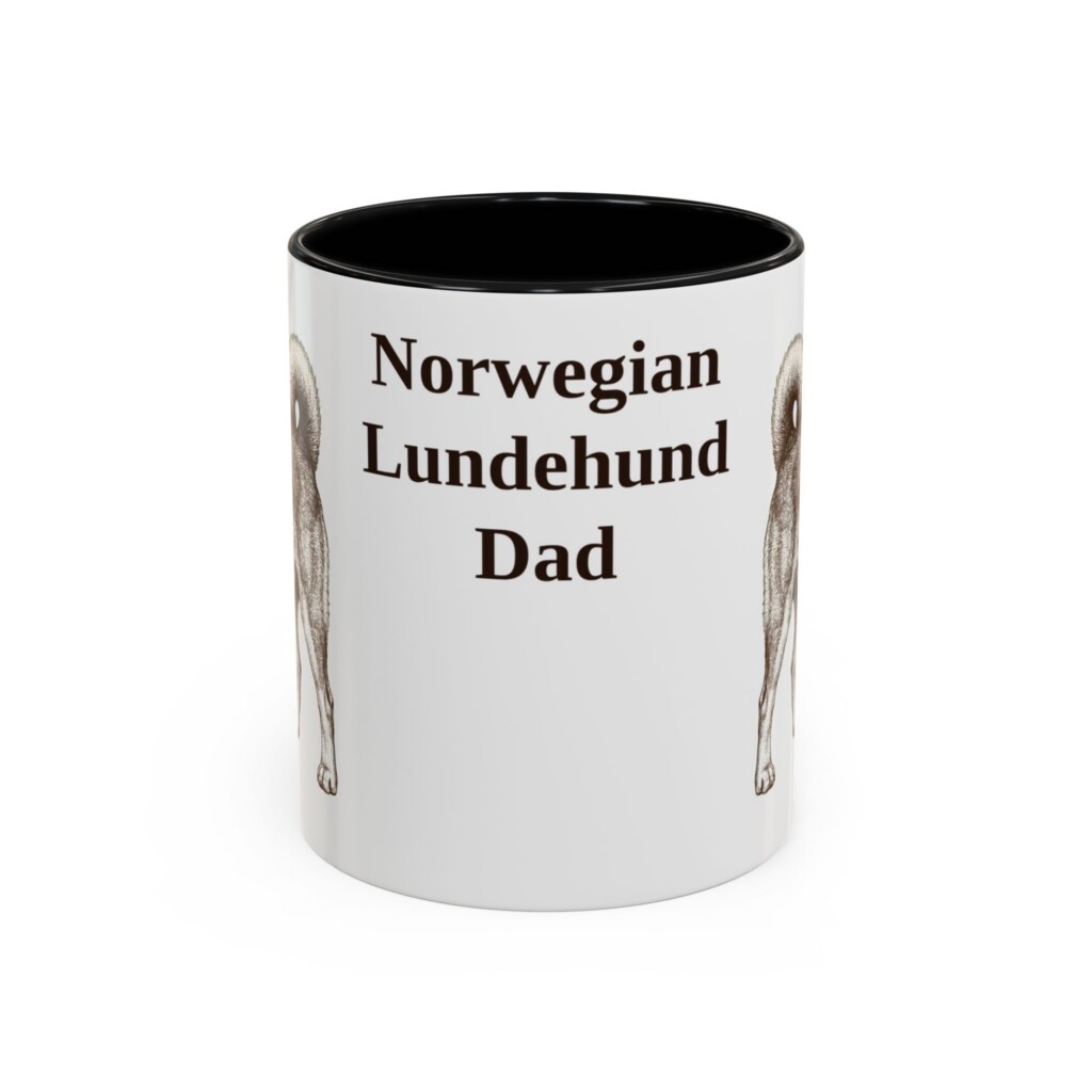 11oz Norwegian Lundehund Dog Dad Mug, Vintage Sketch Coffee Mug, Dog Dad Gift
