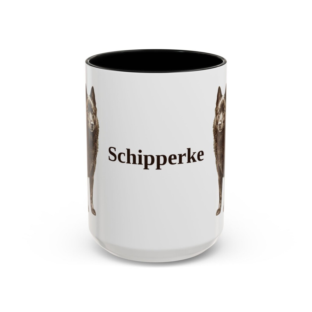 15oz Schipperke Mug, Vintage Dog Portrait Coffee Mug, Dog Lover Gift