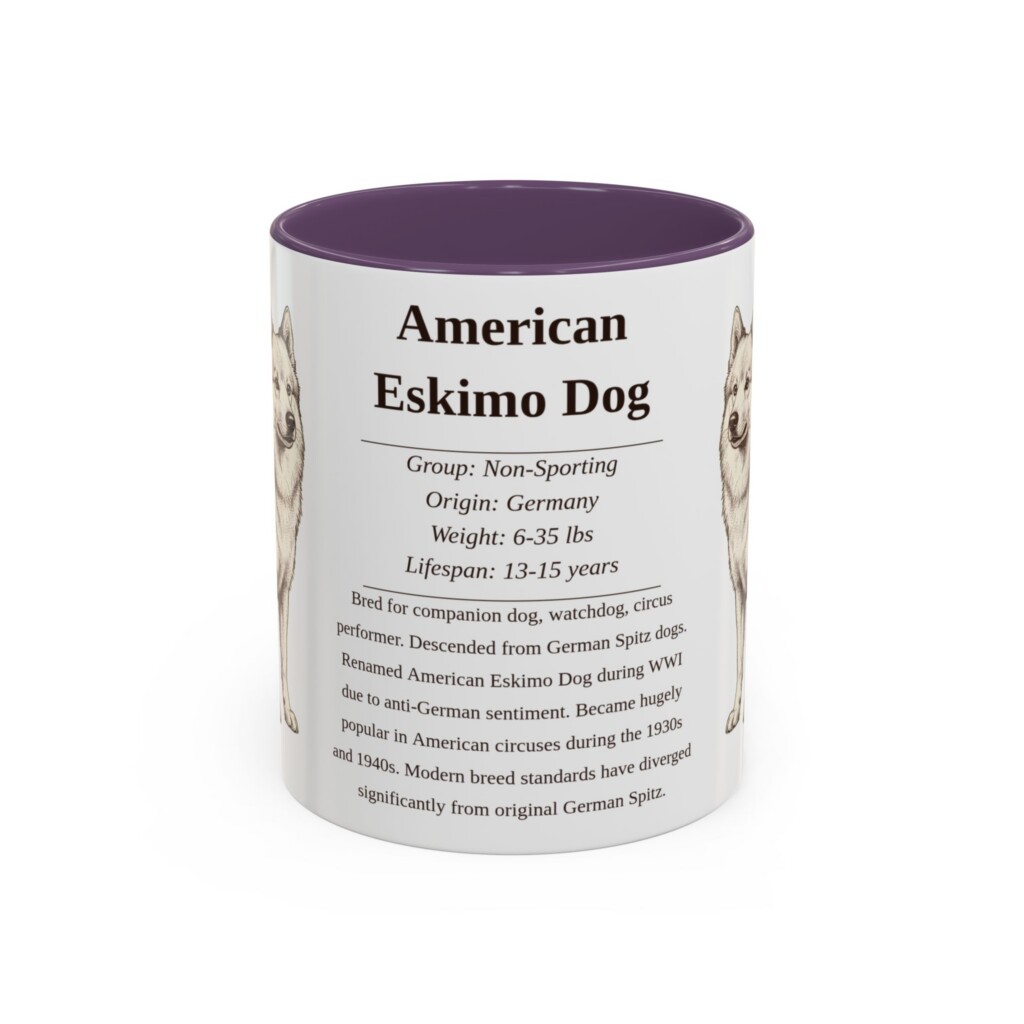 11oz American Eskimo Dog Mug, Light Green, front view