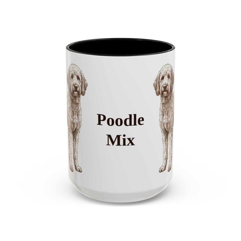 15oz Poodle Mix Mug, Vintage Dog Portrait Coffee Mug, Dog Lover Gift