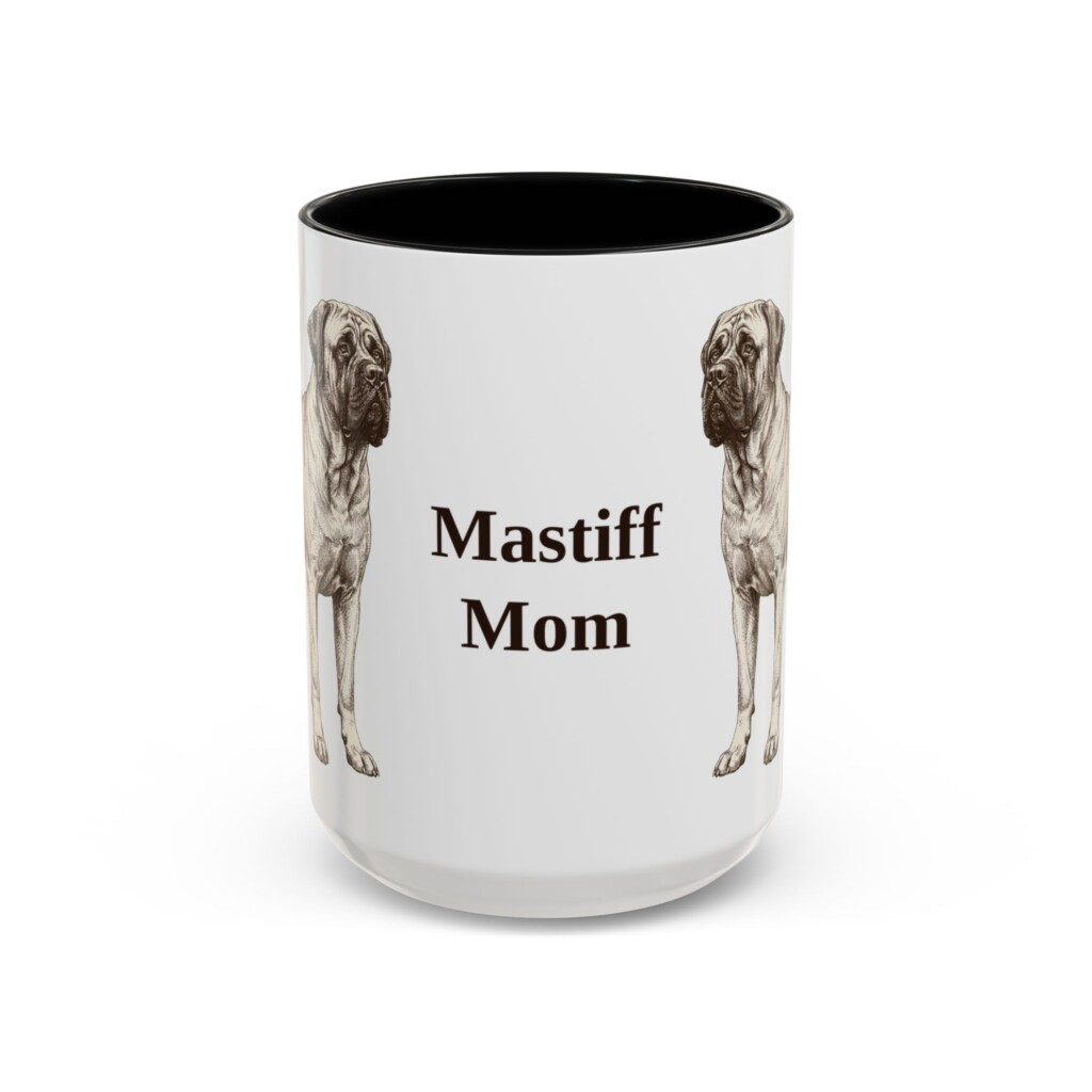 15oz Mastiff Dog Mom Mug, Vintage Sketch Coffee Mug, Dog Mom Gift
