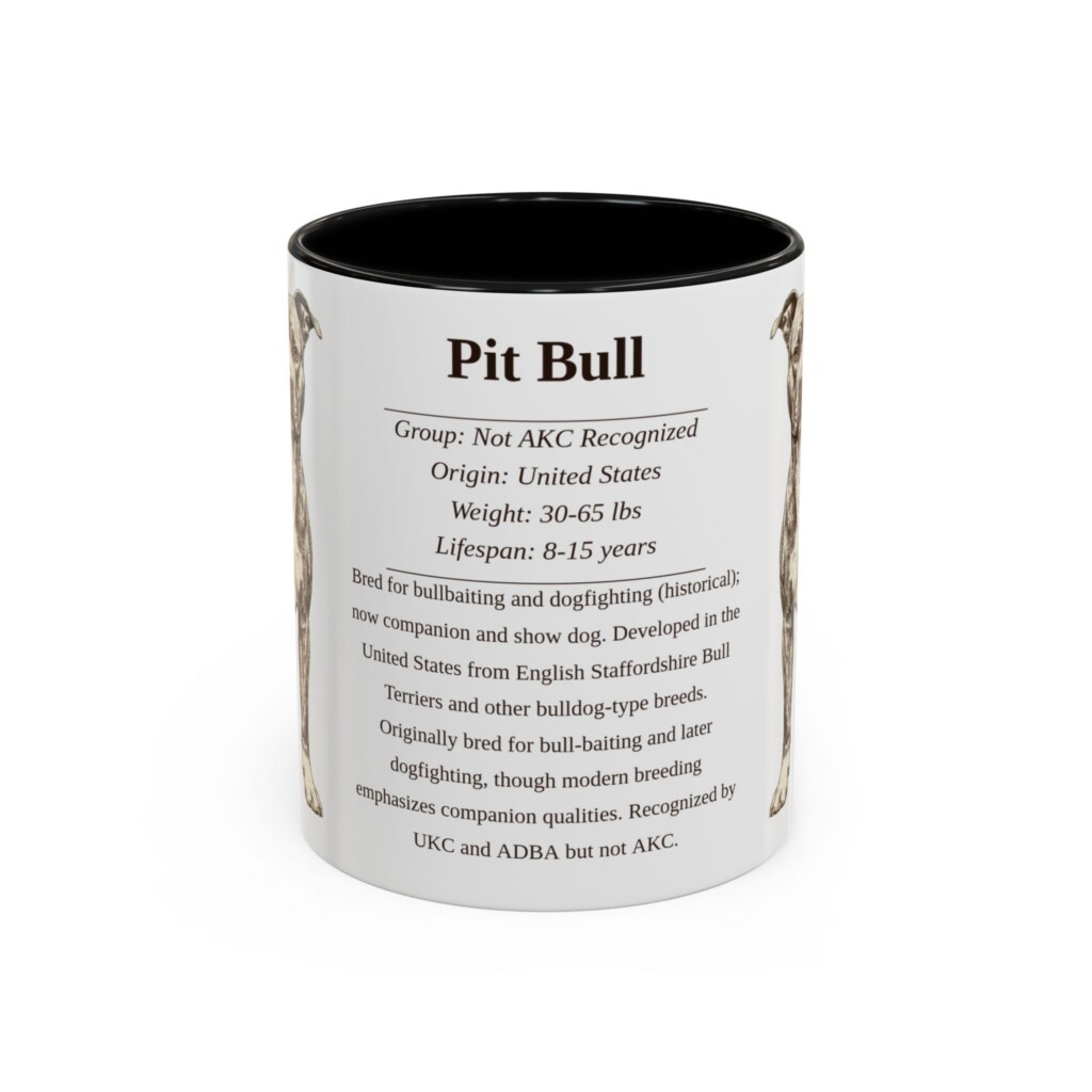 11oz Pit Bull Mug, Black, front view