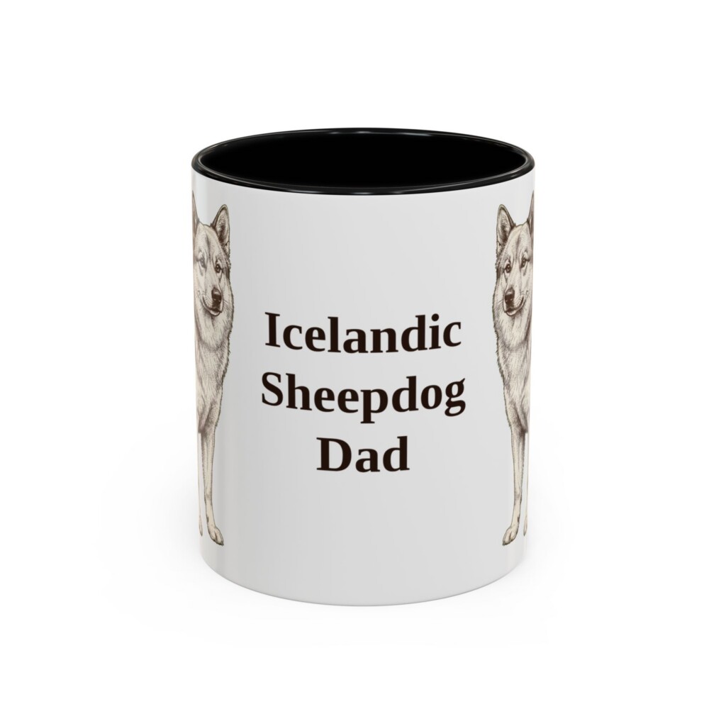 11oz Icelandic Sheepdog Dog Dad Mug, Vintage Sketch Coffee Mug, Dog Dad Gift