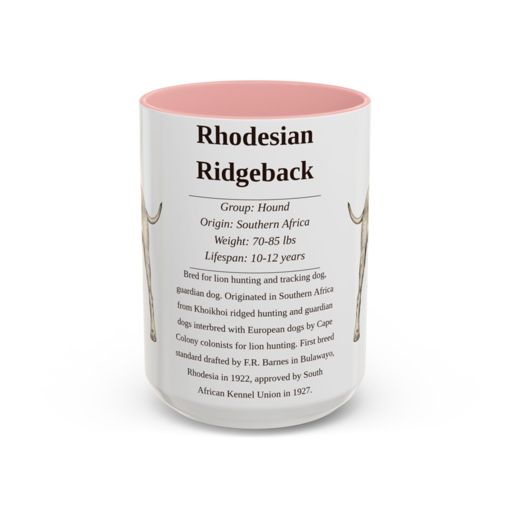 15oz Rhodesian Ridgeback Mug, Yellow, front view