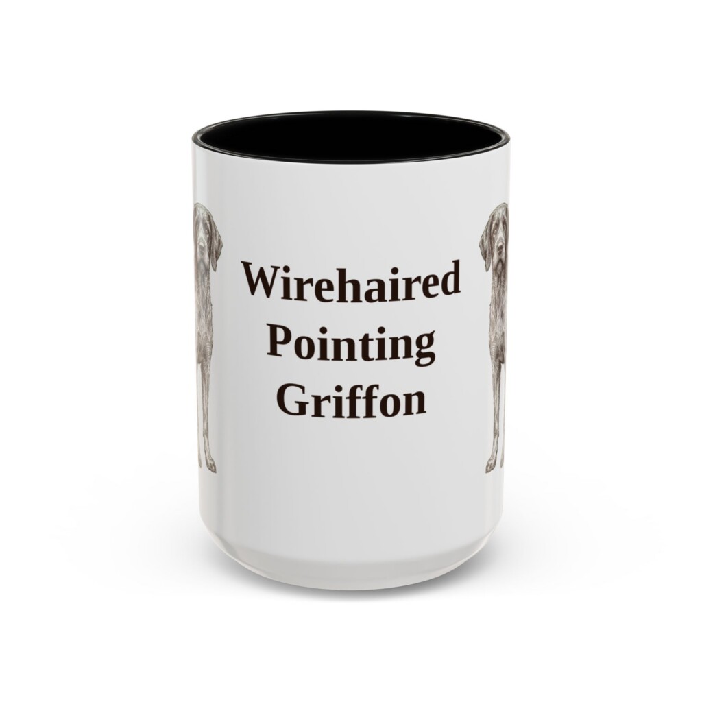 15oz Wirehaired Pointing Griffon Mug, Vintage Dog Portrait Coffee Mug, Dog Lover Gift