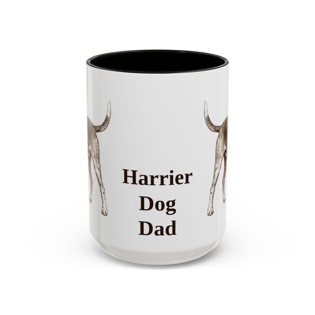 15oz Harrier Dog Dog Dad Mug, Vintage Sketch Coffee Mug, Dog Dad Gift