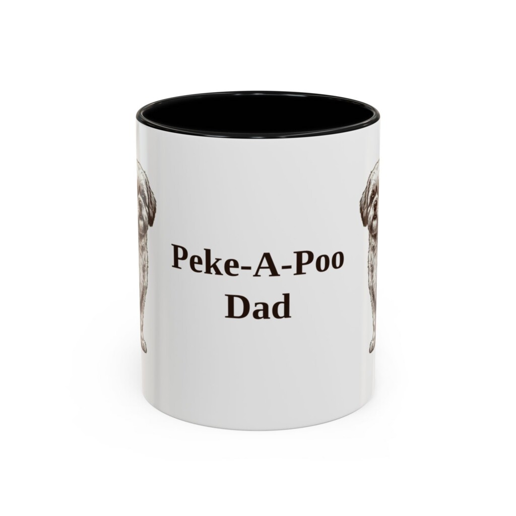 11oz Peke-A-Poo Dog Dad Mug, Vintage Sketch Coffee Mug, Dog Dad Gift