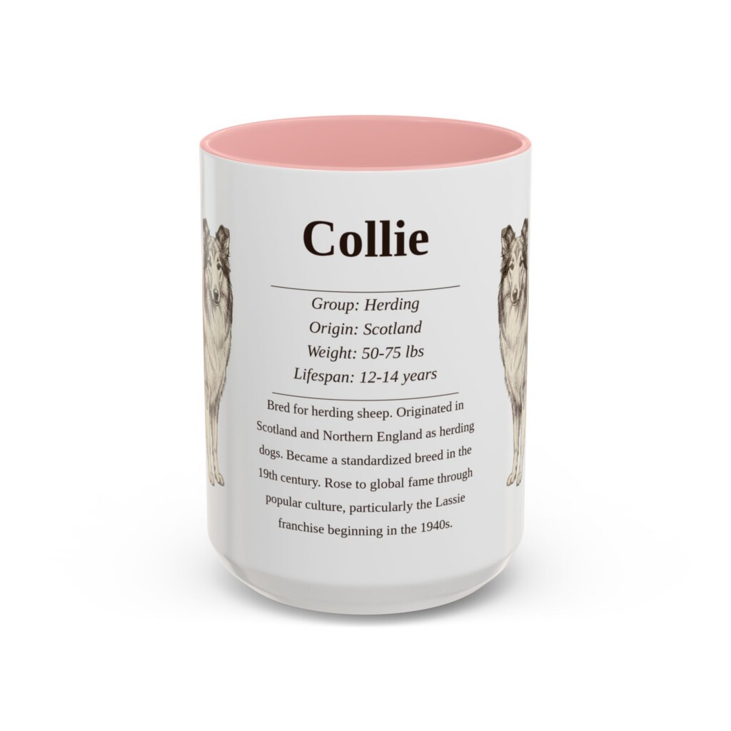 15oz Collie Mug, Yellow, front view