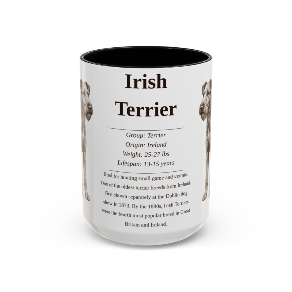 7614902698393676681_2048.jpeg 15oz Irish Terrier Mug, Illustrated Dog Breed Facts Coffee Mug, Vintage Dog Keepsake Gift
