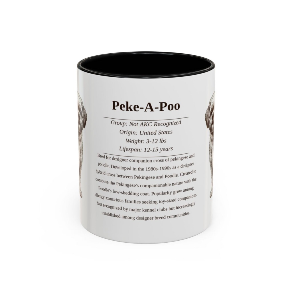 7632584348956628641_2048.jpeg 11oz Peke-A-Poo Mug, Illustrated Dog Breed Facts Coffee Mug, Vintage Dog Keepsake Gift