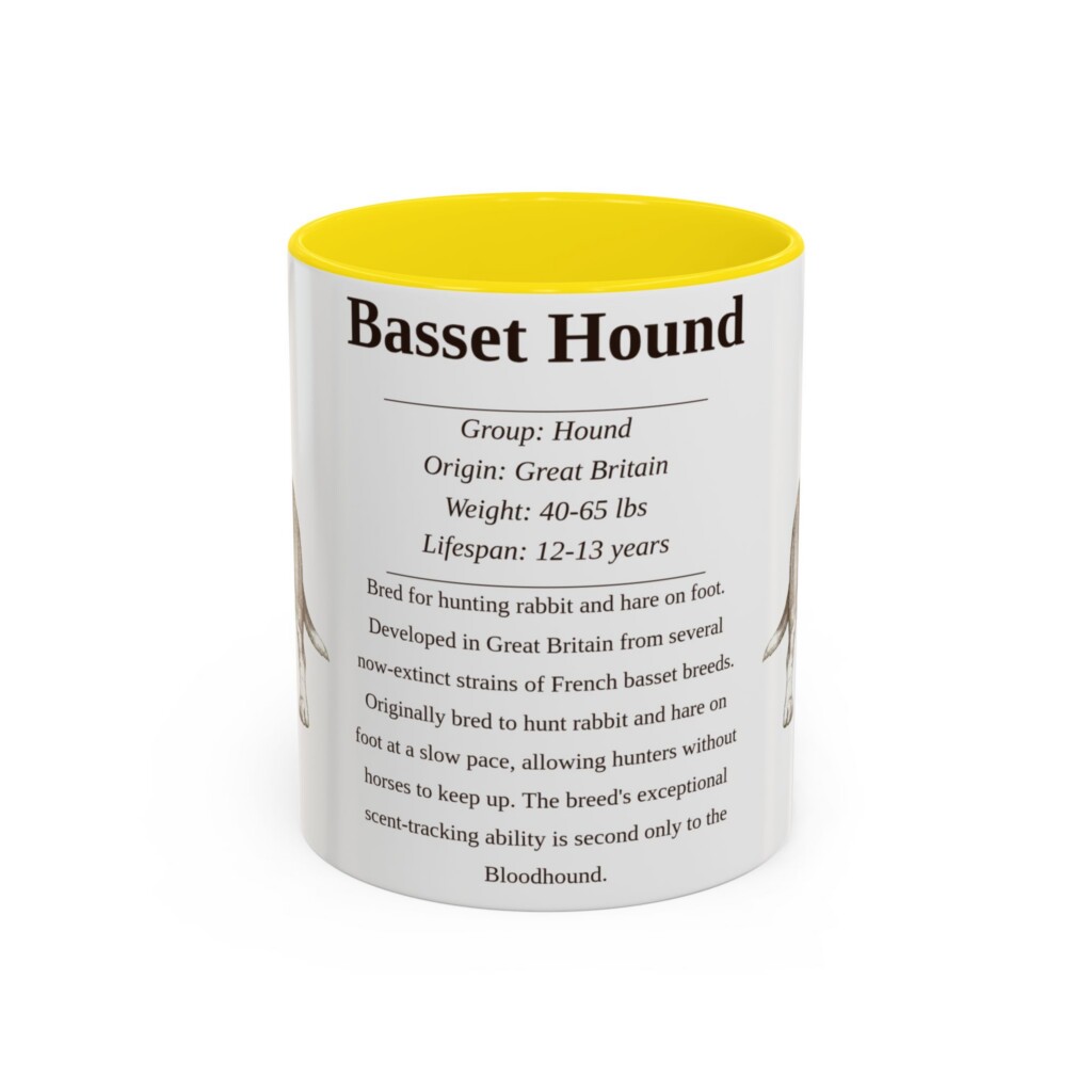 11oz Basset Hound Mug, Red, front view