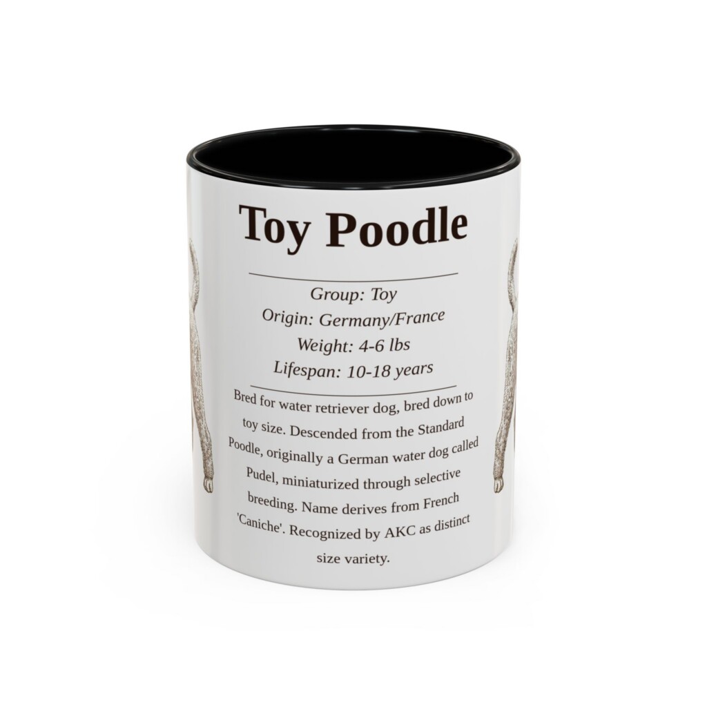 11oz Toy Poodle Mug, Illustrated Dog Breed Facts Coffee Mug, Vintage Dog Keepsake Gift