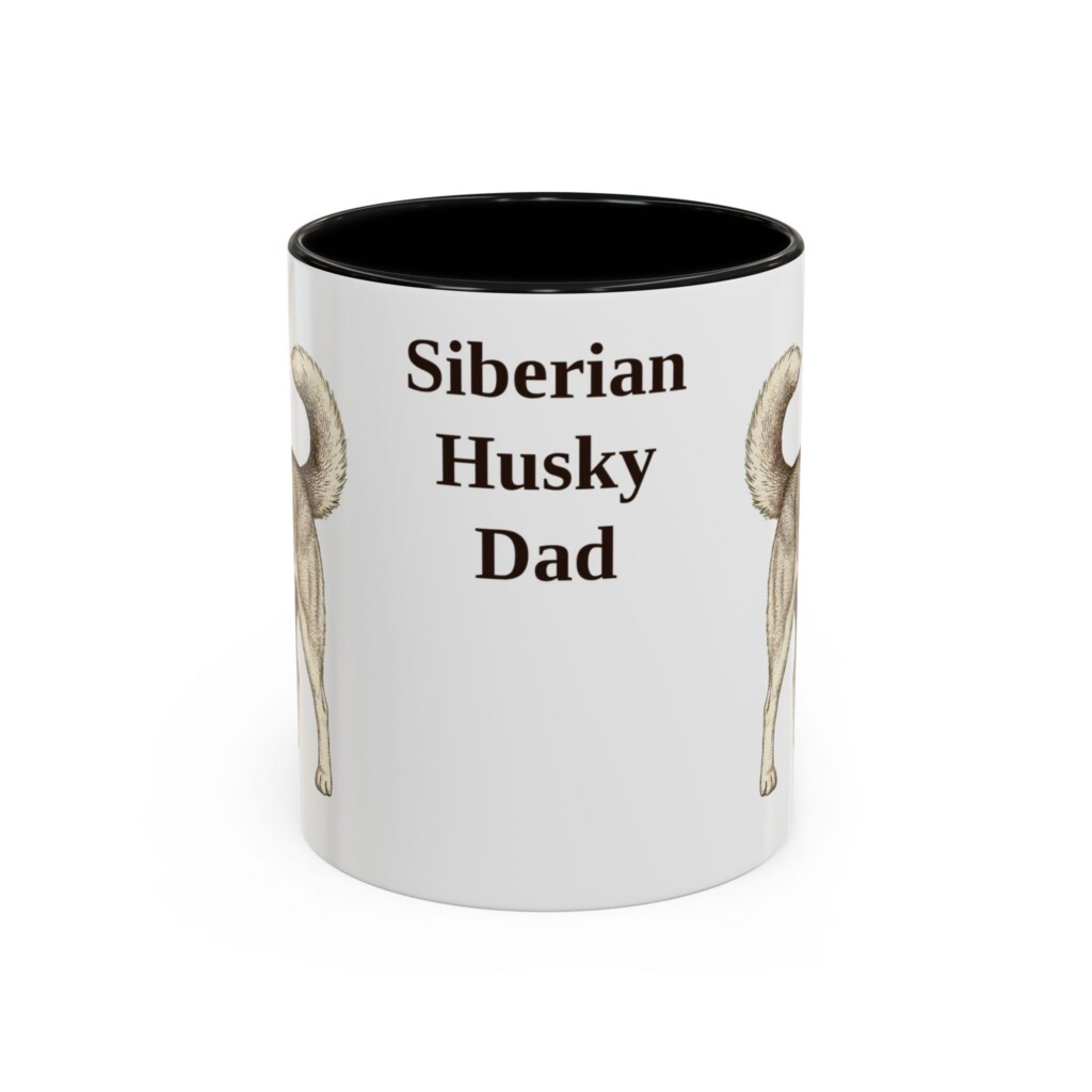 11oz Siberian Husky Dog Dad Mug, Vintage Sketch Coffee Mug, Dog Dad Gift