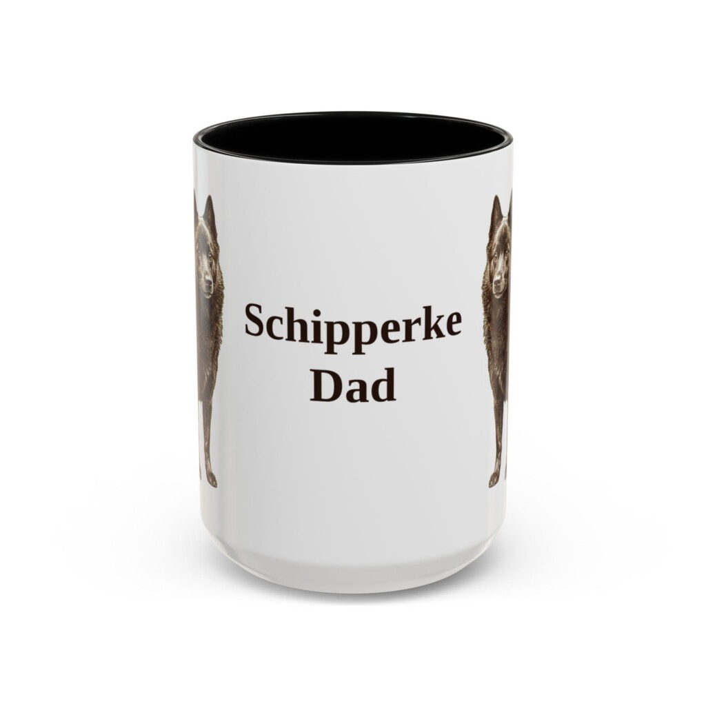 15oz Schipperke Dog Dad Mug, Vintage Sketch Coffee Mug, Dog Dad Gift