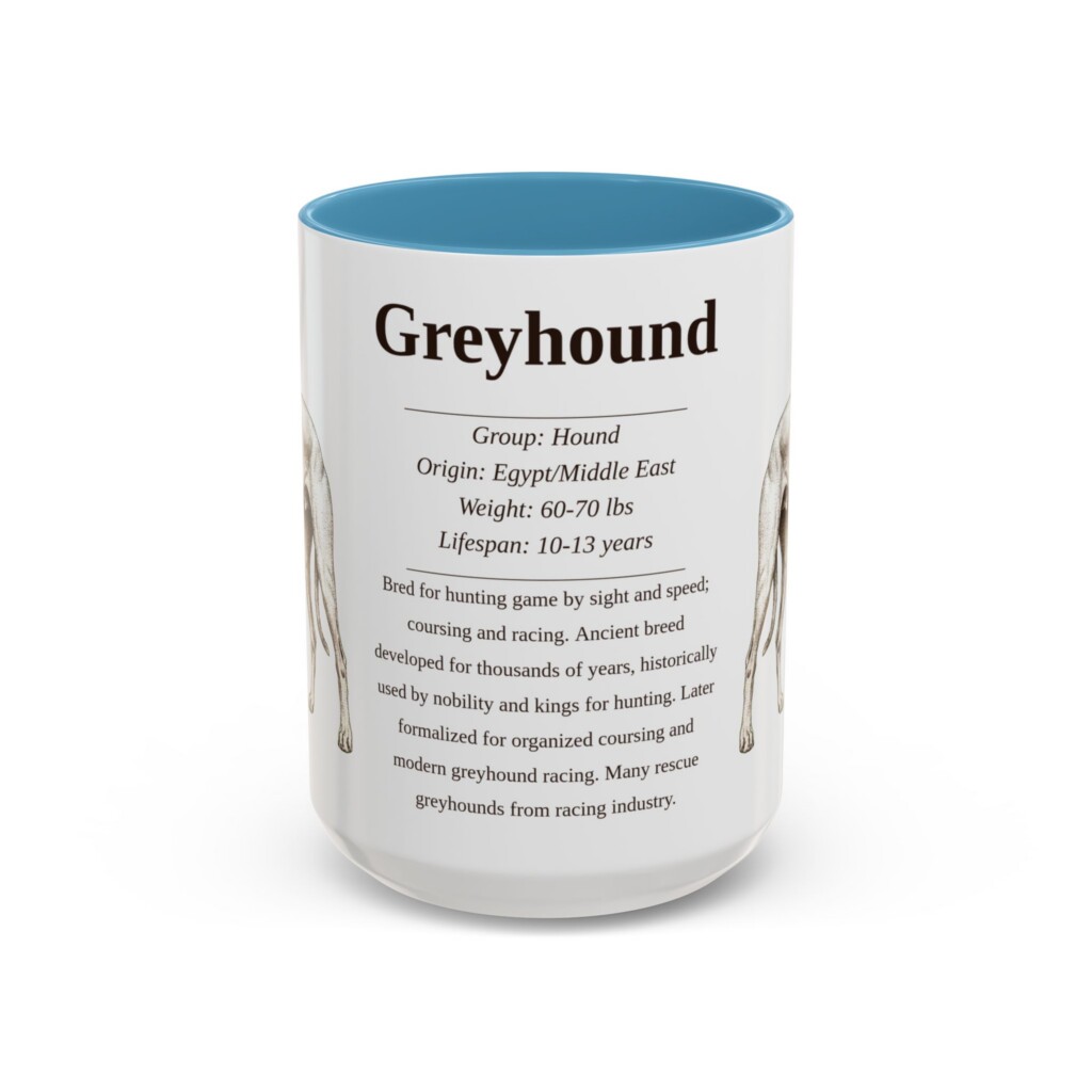 15oz Greyhound Mug, Light Blue, front view
