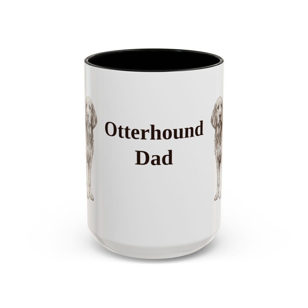 15oz Otterhound Dog Dad Mug, Vintage Sketch Coffee Mug, Dog Dad Gift