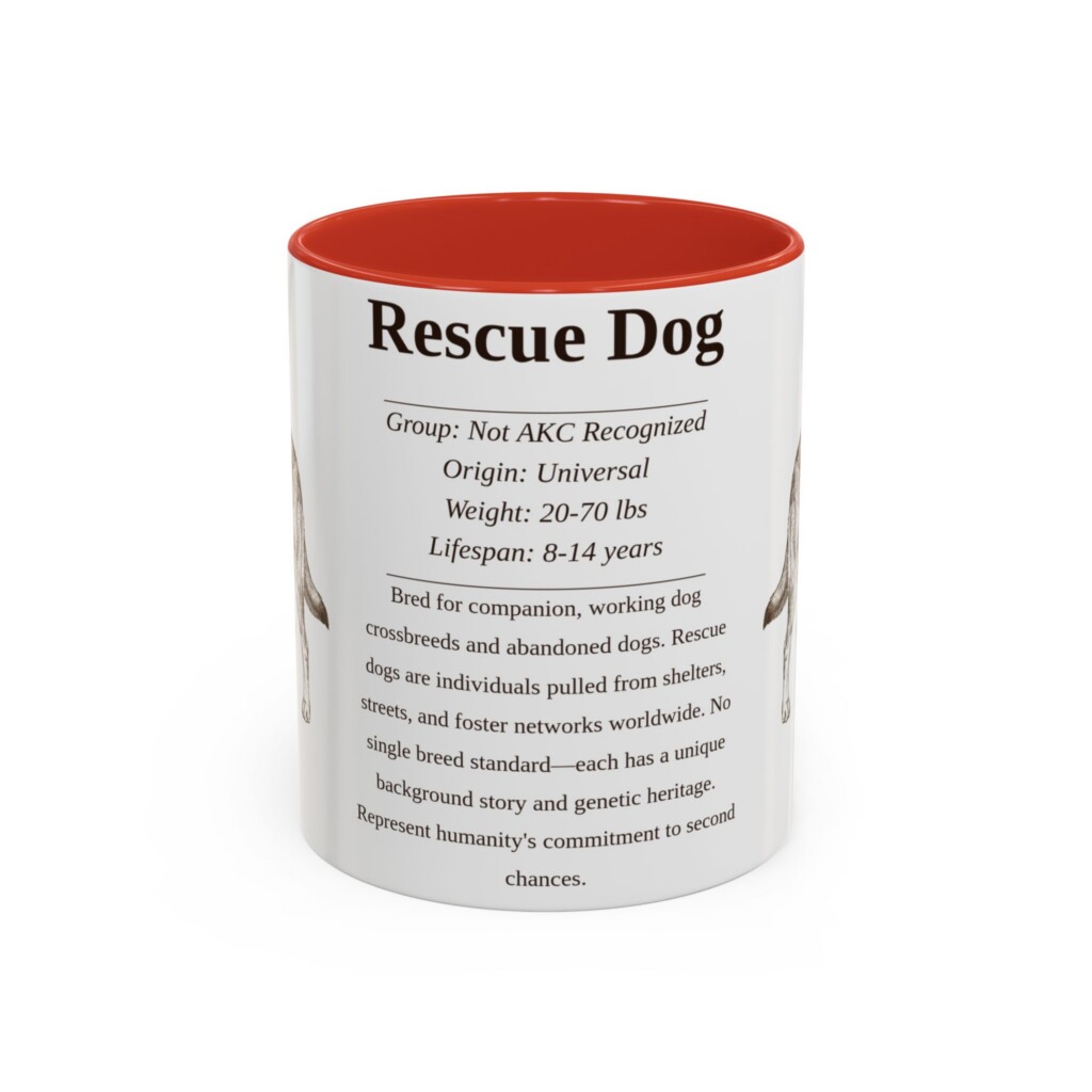 11oz Rescue Dog Mug, Illustrated Dog Breed Facts Coffee Mug, Vintage Dog Keepsake Gift
