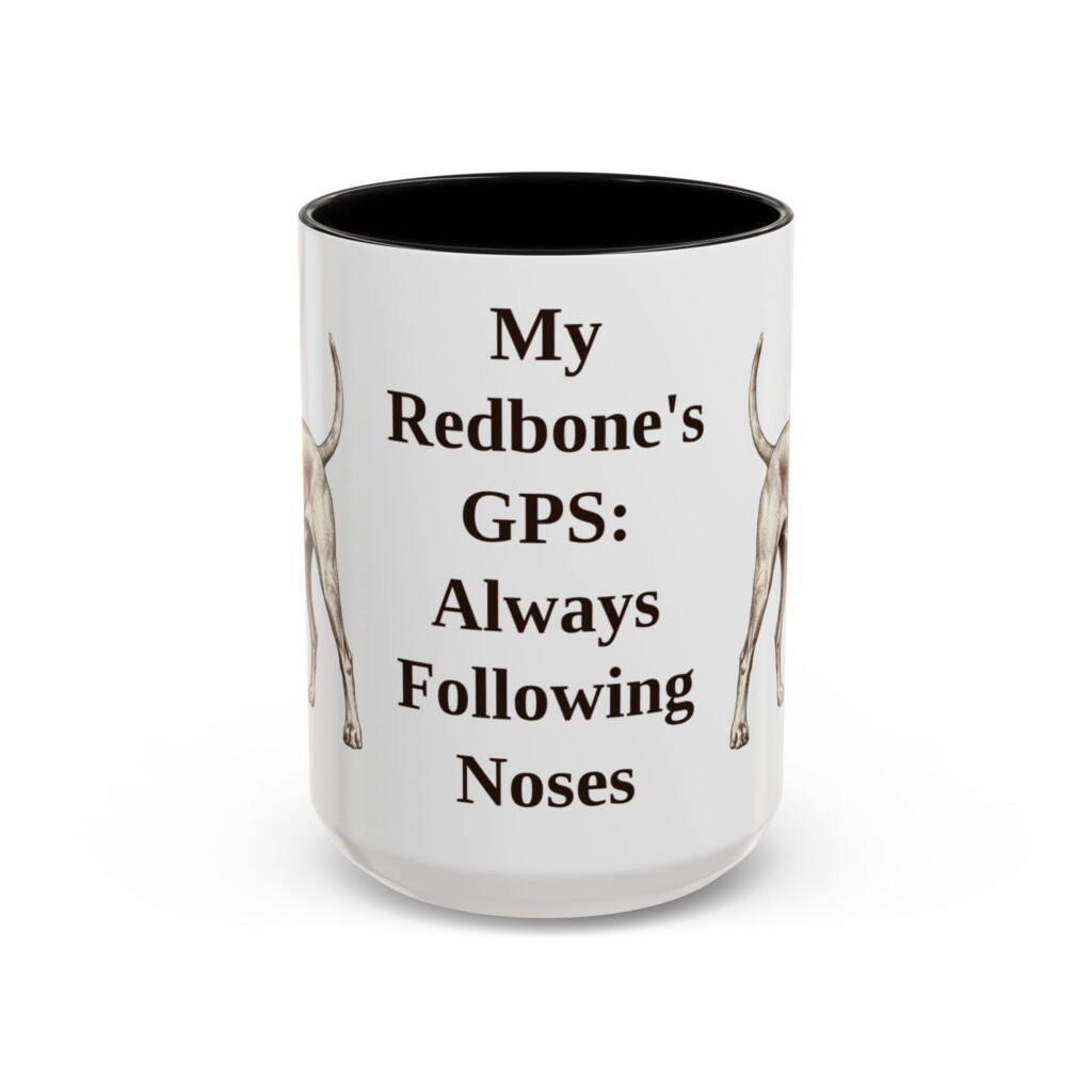 15oz Funny Redbone Coonhound Mug, Vintage Dog Coffee Mug, Dog Lover Gift