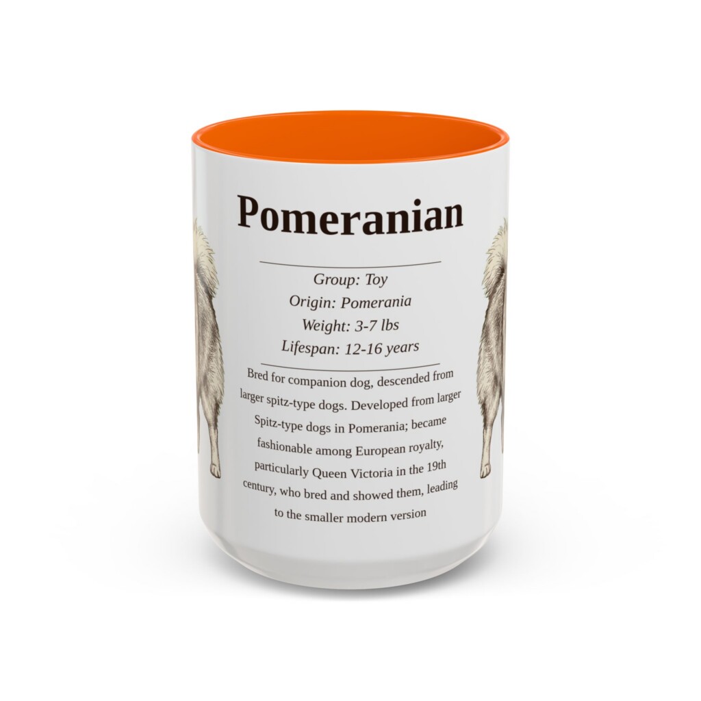 15oz Pomeranian Mug, Pink, front view